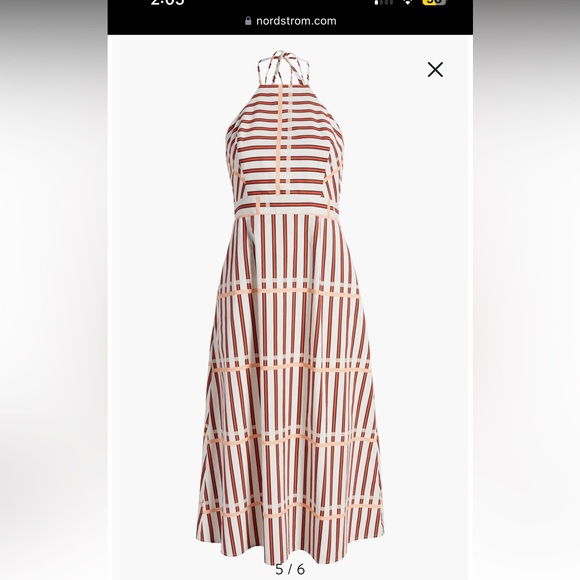 DU PARADIS St. Tropez Stripe Halter Neck Midi Dress in Coral Reef Stripe - Picture 16 of 16